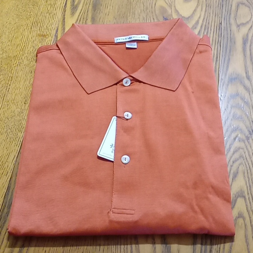 Peter Millar Men Polo Shirt Extr Large XL NEW Short Sleeves ORANGE RUST Casual
